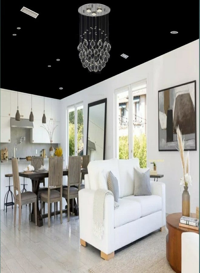 CRYSTA WORLD round K9 Crystal Chandelier Light Fixture with 4 Lights ( White,L12"/W12"/H18") - Image 2